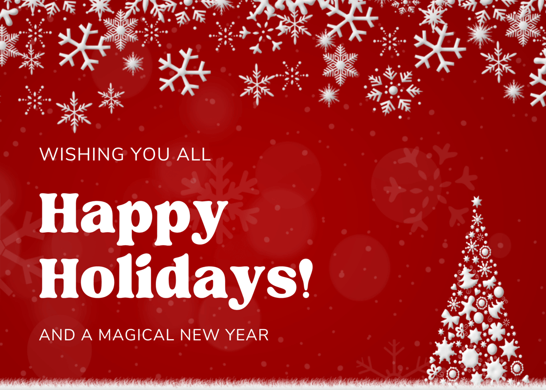 Red And White Happy Holidays Christmas Greeting Card